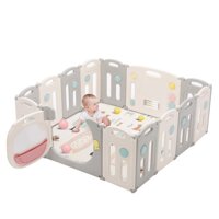 Kidsclub Baby Play Yards Foldable Safety Play Center Baby Playpen Home Indoor Outdoor Pen HDPE Material and BPA Free Baby Fence Infant Play Pin for...