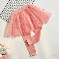Kidspants Xuân Thu Trẻ Em Culottes Dễ Thương Giả Hai Mảnh Bé Gái Quần Legging Màu Trơn