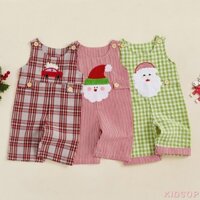 Kidsup1-baby Girl Boy Christmas Quần yếm ô tô ông già Noel thêu sọc / Áo liền quần cổ tròn không tay in hình trả phí