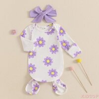 Kidsup1-toddler Túi Ngủ Và Băng Đô In Hoa Tay Dài Cho Bé Đeo Chăn Đầm Túi Ngủ Cho Trẻ Sơ Sinh