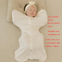 Kidswerk Baby Swaddle Up & Down | Bộ khăn choàng trẻ sơ sinh bằng tre | Mềm mại & thoáng khí | Bao gồm túi, áo khoác & băng đô