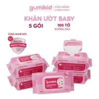 (KID)Thùng 5 gói khăn ướt Gumi không cồn không parabens cao cấp dành cho em bé