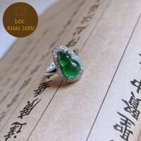 [Kiểm định] Nhẫn phỉ thúy ,hoàng phỉ, lam ngọc, mực dục, bọc bạc 925 hàng A cho nữ