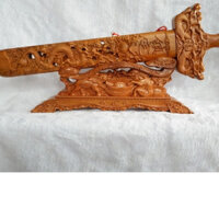 Kiếm Gỗ Đào Khắc Rồng Chiêu Tài