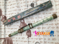 Kiếm Hán Phong Thủy Hoạ Tiết Mã Não Xanh Trắng Đai Kim Loại Sáng - Đồng 42Cm