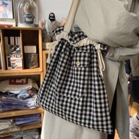 Kiểm tra dây rút túi vải dây rút one-shoulder canvas bag