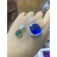 Kiềng bạc chuẩn mặt xanh đá nhân tạo