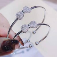 Kiềng Bac,Vòng Bạc Cho Bé Và Mẹ  Hình Nơ Xinh Xắn Đính Full Đá Phù Hợp Tất Cả Các Size
