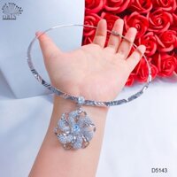 Kiểng cổ bạc , kiềng hoa đính đá mạ bền màu cao cấp Orin D5143