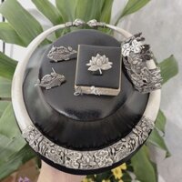 Kiềng cổ bạc nguyên chất cá chép hoa sen đắp nổi