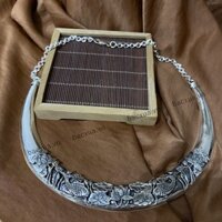 Kiềng cổ cá chép hoa sen bản to khóa dây bạc nguyên chất