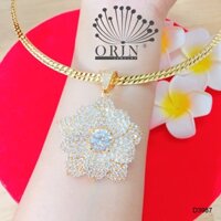 Kiềng cổ dạng dẹp mặt hoa nhiều tầng cánh đính đá cao cấp Orin D3987