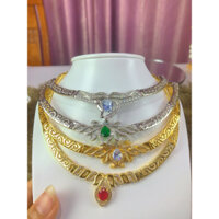Kiềng cổ Đốt trúc  họa tiết hoa mạ vàng 18k trang sức