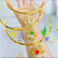 Kiềng cổ Hoa Mai Mạ Vàng 18k Nữ Đính Đá 3 Màu Xanh, Đỏ, Trắng