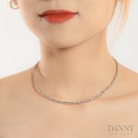 Kiềng Cổ Nữ Bạc Thật Danny Jewelry dài 45cm rộng 4mm Xi Bạch Kim 2 lớp PI4G0011