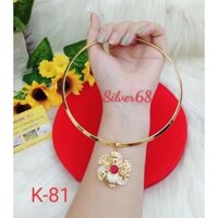 kiềng cổ nữ mạ vàng,kiềng trơn mặt hoa mai đủ màu đẹp xuât sắc silver68
