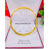 Kiềng cưới 3 chỉ khoá vặn chạm hoa bạc xi vàng 24 ( kiềng có độn sáp nặng )