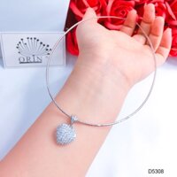 Kiềng dẻo bạc nữ, vòng cổ mặt trái tim đính đá cao cấp Orin D5308