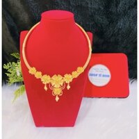 Kiềng hoa cưới cô dâu chạm hoa mai mạ vàng 24 cao cấp mẫu mới về ( 1 kiềng có tặng hộp nhung đỏ đựng cưới )