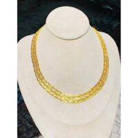 kiềng nữ mạ vàng,kiềng bính bản to màu 24 giông y nhu thật co tua phụ chỉnh size dài ngắn