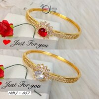 Kiềng Tay A57 Tròn Đính Đá, Mặt Đá Nhiều Màu, Mạ Vàng Lâu Phai