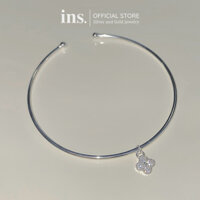 Kiềng tay bạc INS siêu mảnh BABIBOO mặt charm cỏ bốn lá may mắn [SP33]