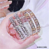 Kiềng tay bạc nữ họa tiết kim tiền mạ bạch kim, chuẩn bạc ta ACJ300, trang sức Anchi