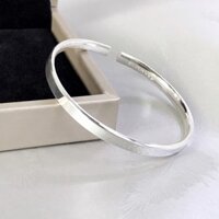 Kiềng Tay Vòng Tay Lắc Tay Nữ Bạc Nguyên Chất S99 Bản Trơn Dẹt Đặc Giản Đơn Chính Hãng Bạc Hiểu Minh LTU563