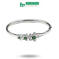 Kiềng Tay Vòng Tay, Lắc Tay Nữ Bạc 925 Hoa Mai Đá Xanh Chính Hãng Bạc Hiểu Minh LTU305S