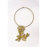 Kiềngđồng vàng chữ thọ hoa cúc cổ, Vòng cổ handmade