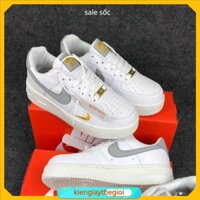🏠kiengiaythegioi🏠Giày thể thao AF1 vệt xám , Giày air force 1 trắng vệt xám nam nữ hot trend 2022 full box bill