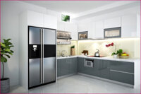 Kiểu 06 : Tủ bếp nhựa đặc cao cấp phủ Acrylic bóng gương