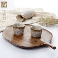 Kiểu Nhật chất lượng lá óc chó đen khay hoa quả sáng tạo Bắc Âu tấm gỗ bánh tồn kho tim đĩa Khay gỗ