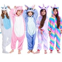 Kigurumi Kỳ Lân Stitch Panda Totoro Onesies Trẻ Em Động Vật Áo liền quần Trang Phục Bé Gái Bé Trai Hoạt Hình Bộ Đồ Ngủ