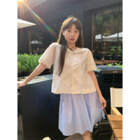 Kii Wii Áo sơ mi nữ màu trơn nghệ thuật Slim Fit đa năng ngọt ngào 250401