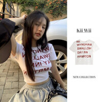 Kii Wii Áo thun ngắn tay cổ tròn in chữ mới mùa hè dành cho nữ Slim Fit 250227