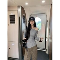 Kii Wii Mùa Hè Mới Nữ Phiên Bản Hàn Quốc Một Vai Không Đều Slim Fit Áo Thun Dài Tay 250228