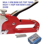 KÌM BẤM ĐINH GHIM CHỮ U NHỰA GỖ ĐIỀU CHỈNH TĂNG LỰC TOP TST-50011 Tặng 5.000 Đinh Ghim