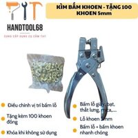 Kìm bấm lỗ giấy đường kính 5mm,kềm khoen dùng cho giấy,da,bạt (không bấm lỗ trên vải)-Kèm 100 khoen