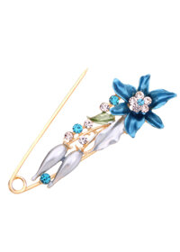 Kim băng cài áo Vintage đính hoa mẫu mới GC22 - 22.8 Hoa ly xanh