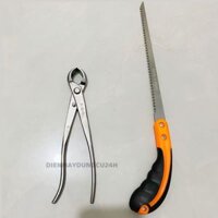 Kìm cạp bonsai và cưa lách mini Nhật, cạp tròn cạp xéo thép đúc nguyên khối
