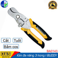 Kìm cắt cáp kìm cắt dây đa năng cao cấp Nhật 3 trong 1 hãng Buddy BA0143 dài 175mm kìm tuốt dây điện kìm bấm cos Standard JAPAN thiết kế tiên tiến tiết kiệm 30% lực bấm kềm đa năng kìm trợ lực kềm cắt dây điện