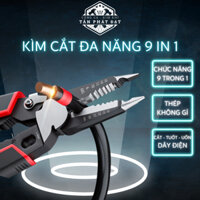 Kìm cắt đa năng 9 trong 1, Kiềm cắt tuốt cáp dây điện, Kềm bấm cos khóa an toàn  bọc PVC chống trượt