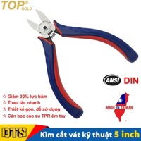 Kìm cắt kỹ thuật trợ lực lưỡi bằng 5 inch TOP GOLD, kìm cắt bavia nhựa, kềm cắt dây điện, kim loại mỏng, trang sức quý