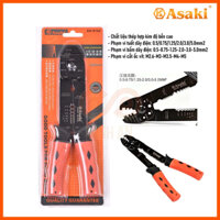 Kìm cắt, tuốt dây, bấm cos đa năng [CHÍNH HÃNG] ASAKI AK-9102 - thép CRV siêu bền, tay cầm bọc nhựa