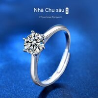 Kim Cương Nhân Tạo Moissanite Nhật bản và hàn quốc thời trang mosin viên Kim cương s925 nhẫn bạc nguyên chất nữ sáu vuốt Kim cương cô dâu cưới trang trí thời trang trang trí thời trang mới cao cấp quà tặng bạn gái sinh nhật valentine