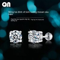 Kim Cương Nhân Tạo Moissanite  (4-6.5mm*2) Bông tai nam và nữ s925 ốc vít bạc 0,3-1 carat D màu Mosanstone có thể vượt qua bút chì khoan với giấy chứng nhận nhận dạng bốn móng vuốt