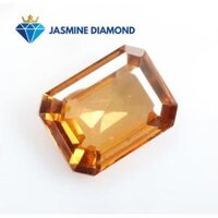 Kim cương nhân tạo Mỹ Moissanite giác cắt Emerald Champagne - C&amp;C,4X6