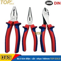 Kìm điện - cắt - nhọn trợ lực chuyên nghiệp 160mm TOP GOLD, thép Hi-Cr cao cấp, thiết kế cộng lực tiết kiệm 50% lực bấm