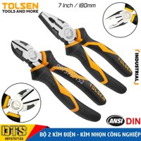 Kìm điện tổ hợp, kìm cắt công nghiệp TOLSEN 7 inch 180mm, thép CR-V cao cấp mạ Niken chống gỉ - Tiêu chuẩn Châu Âu - Bộ Kìm điện kìm cắt
